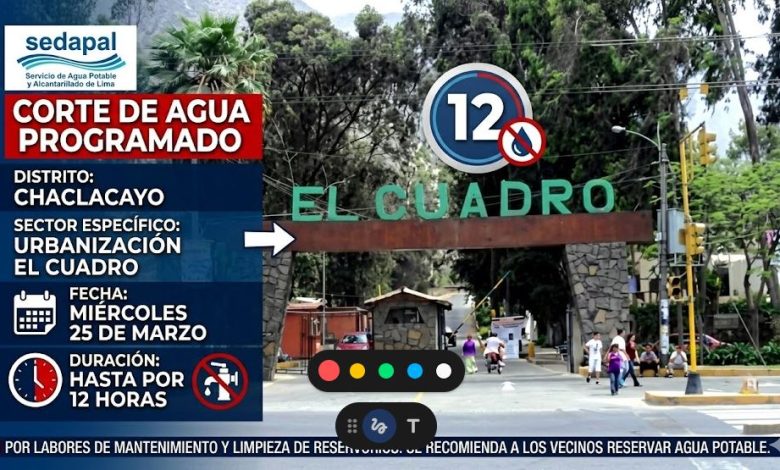 corte de agua el 25 de marzo