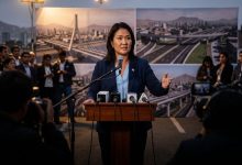 Keiko Fujimori pronunciando su discurso en el Hemiciclo de Sesiones del Congreso