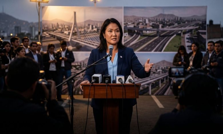 Keiko Fujimori pronunciando su discurso en el Hemiciclo de Sesiones del Congreso