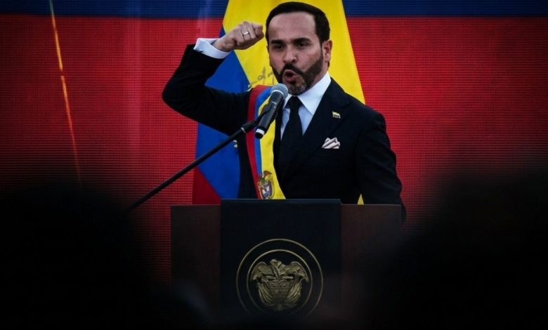De la Espriella durante la ceremonia de juramentación como presidente de Colombia. (Foto referencial con IA / Chicho Al Aire)