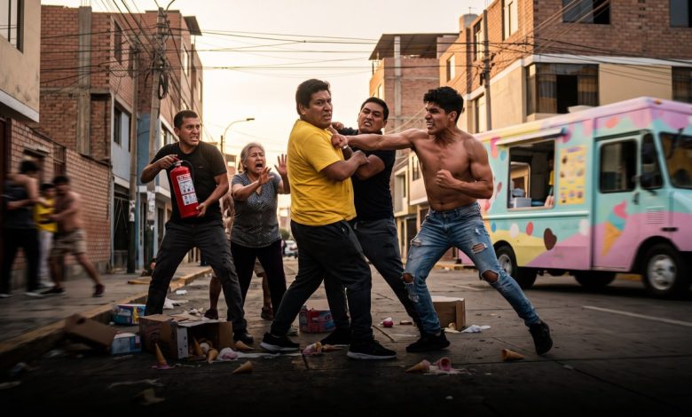 Pelea en Surquillo por camión de helados genera caos