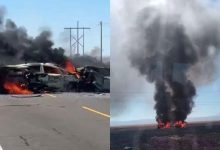 Tres autos se incendian en Arequipa y dejan heridos