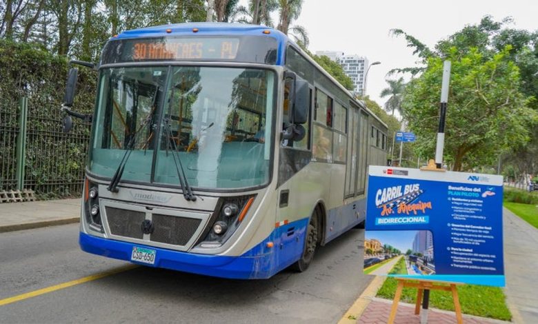 ATU inicia plan piloto de carril bidireccional en av. Arequipa