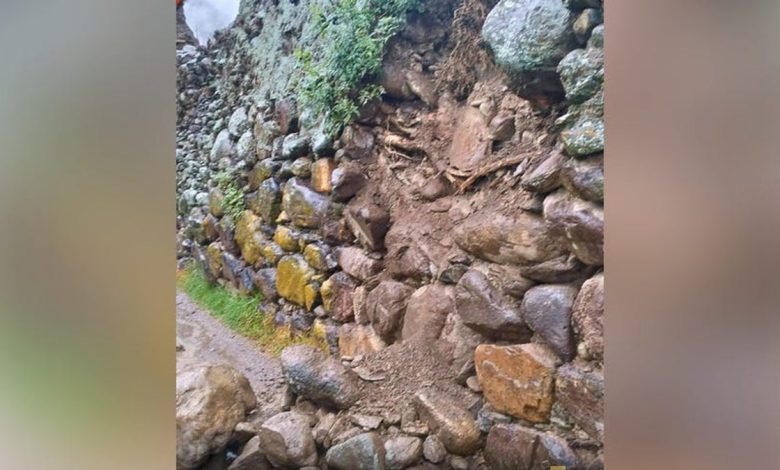 Muro inca colapsa en Ollantaytambo por fuertes lluvias