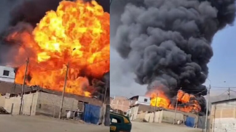 Incendio en fábrica química en Lurigancho-Chosica