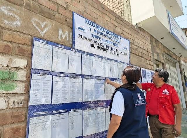 ONPE publicará resultados oficiales en Huarochirí